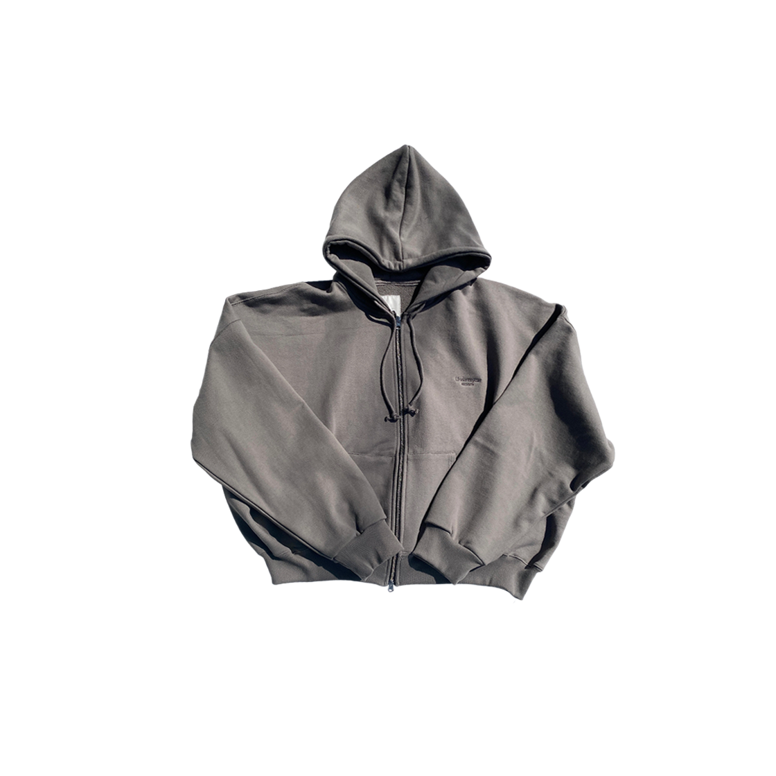 언더마이카 무.18 안티 Fxxking 로고 플레이 오버사이즈드 후드 짚업 탄(Undermycar Mu.18 Anti Fxxking Logo Play Oversized Hood Zip-up Tan)