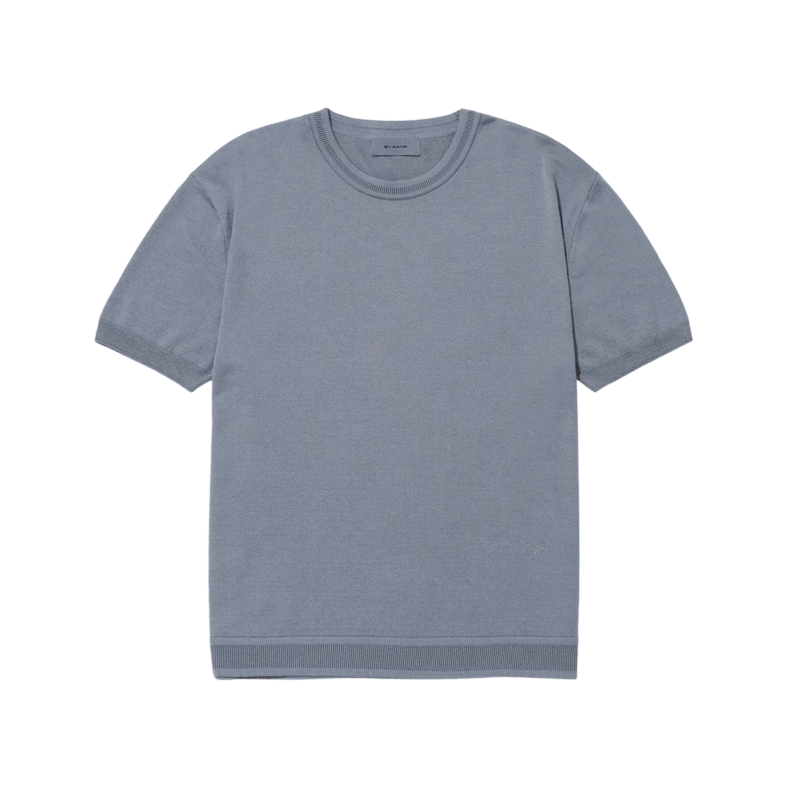 BR003CLH0001C02 BY RANG Cotton Silk Logo Knitted Crew Neck Misty Blue