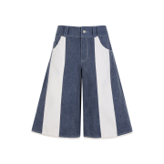 Paula Canovas Del Vas Women Stripe Bermuda Marine Blue Cream - 24FW
