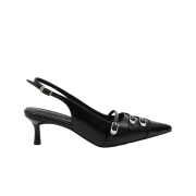 Moodnight Cindy 3 Belted Sling-Back Kitten Heels Black