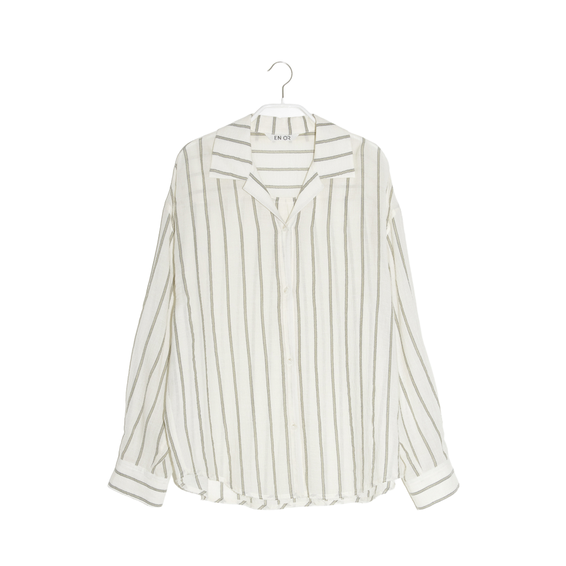 엔오르 우먼 릴렉스 코튼 스트라이프 셔츠 오트밀