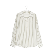 Enor Women Relaxed Cotton Stripe Shirts Oatmeal
