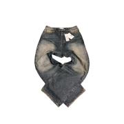 Undermycar Mu.26 Anti Fxxking Logo Play Brush Washed Wide Jeans Oil Blue