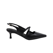 Moodnight Rosie Crossed Sling-Back Kitten Heels Black