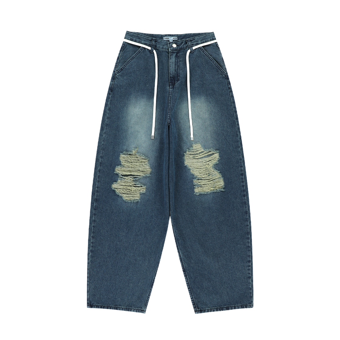 24NNSSBDPF001IN NIIER NOR Damaged Balloon Denim Pants Indigo