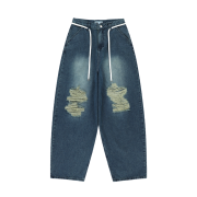 NIIER NOR Damaged Balloon Denim Pants Indigo