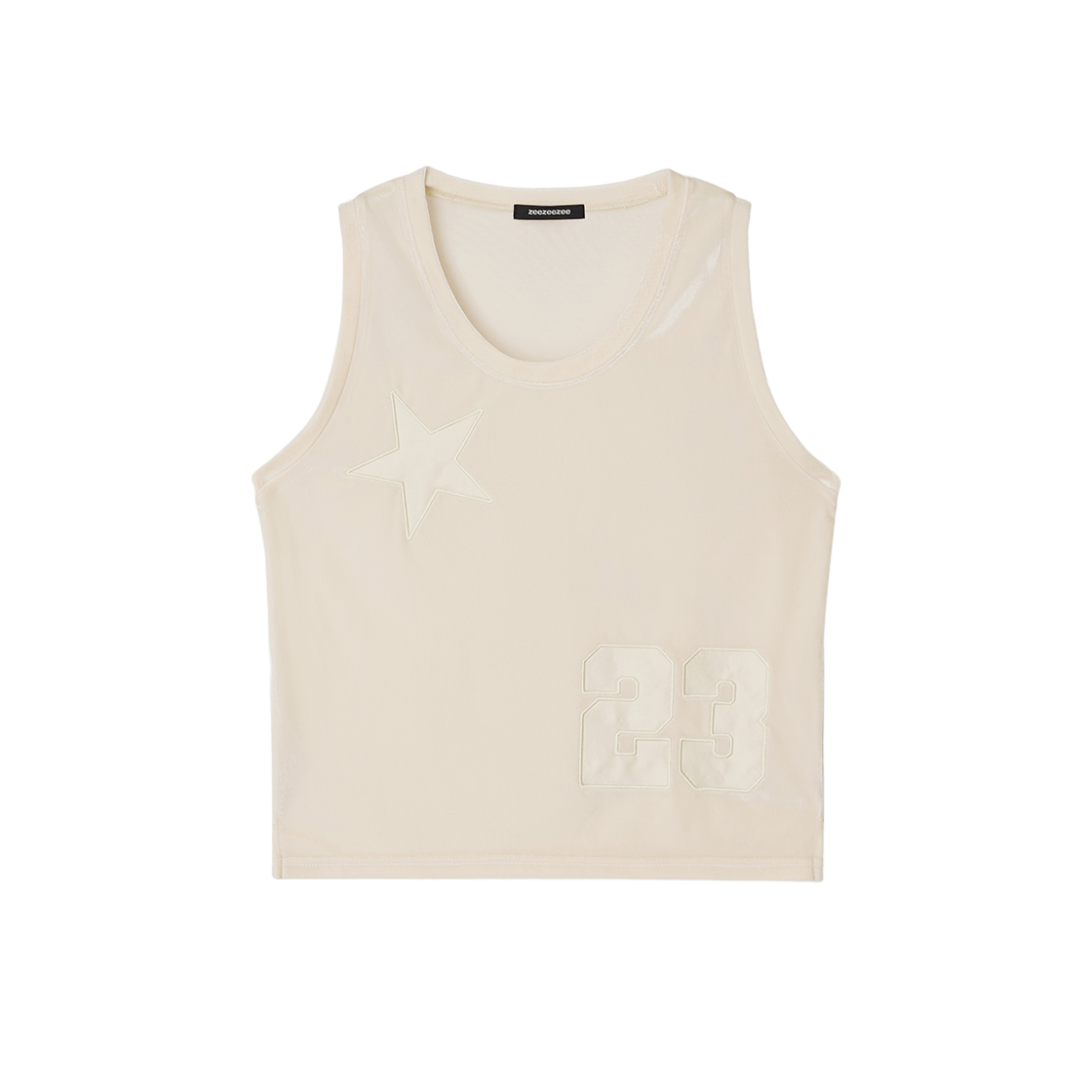지지지 벨벳 아플리케 베스트 크림 아이보리(zeezeezee Velvet Appliqué Top Cream Ivory)