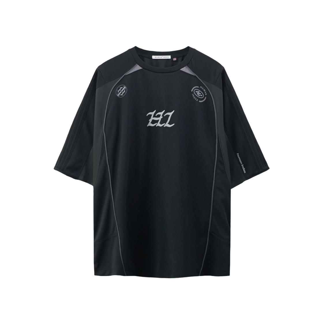 HM4OTS1501MI Polyteru Human Index Index 1/2 Jersey T-Shirt Black/Charcoal - 대표 이미지 #1