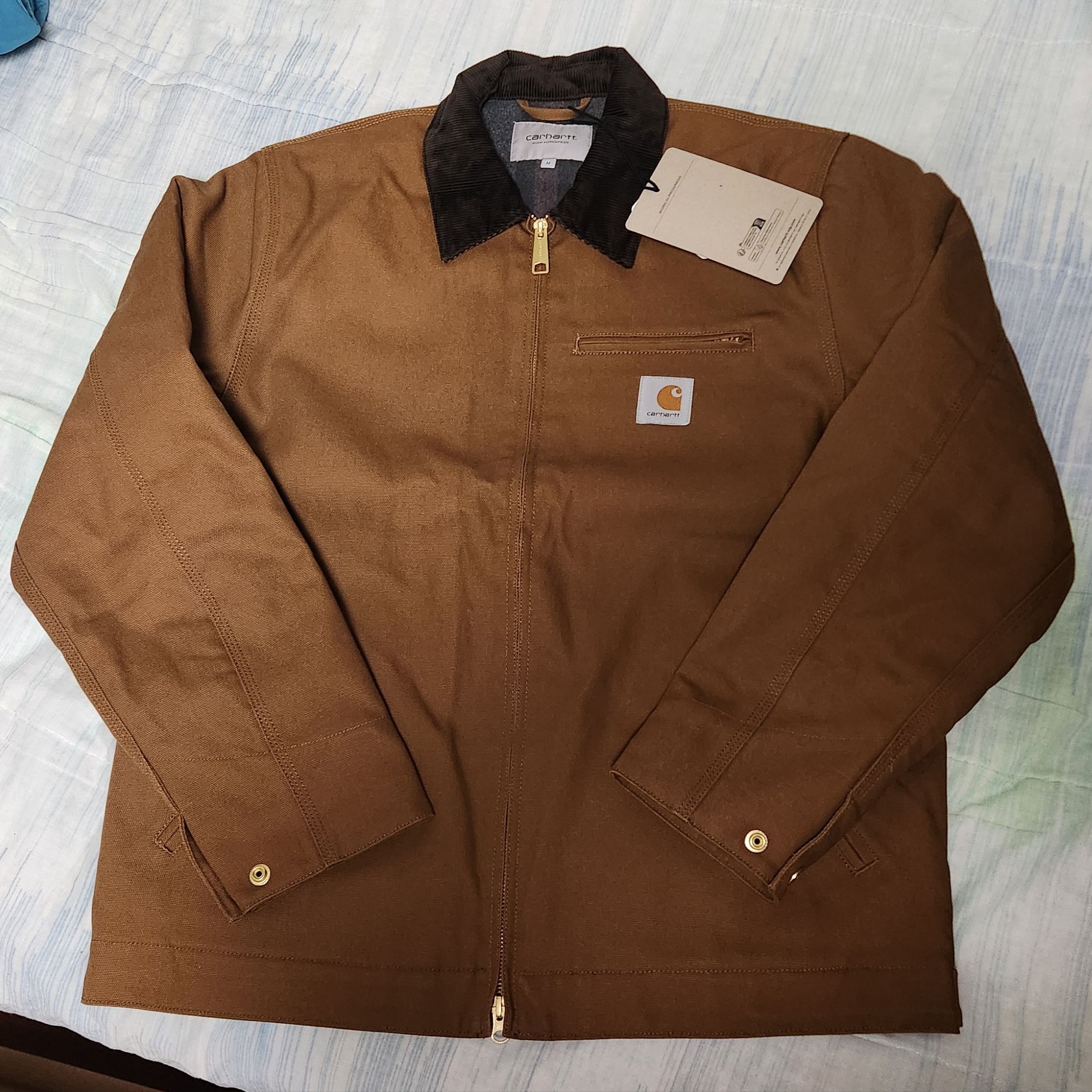 Carhartt WIP Lined Dearborn Canvas Detroit Jacket Hamilton Brown Rigid - Winter 착용 스타일