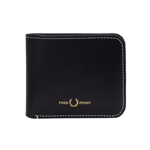 CFPU2438295-102 Fred Perry Box Leather Billfold Wallet Black