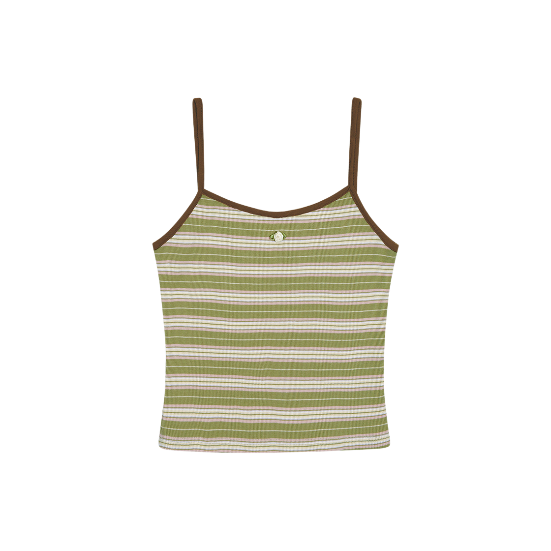 MF2436TS007MOLFR Margarin Fingers Rosy Stripe Tank Top Olive - 대표 이미지 #1