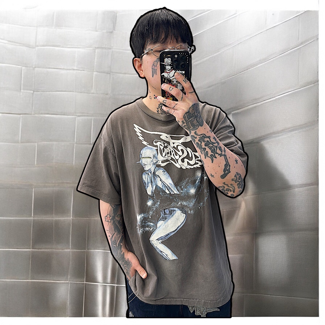 Gentle Monster x D'heygere Pierced 02 Silver, Puma x Hajime Sorayama Palermo Silver Cool Light Gray 착용 스타일 - 2