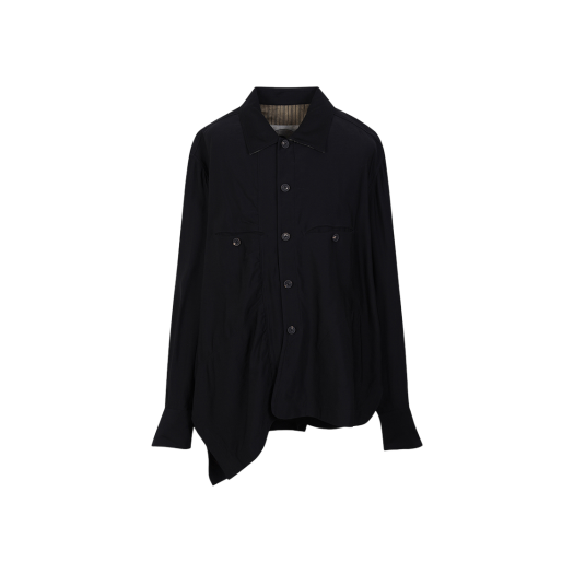 KM4CSHLZC06BK Ziggy Chen Asymmetric Cocoon Shirt Black - 24FW