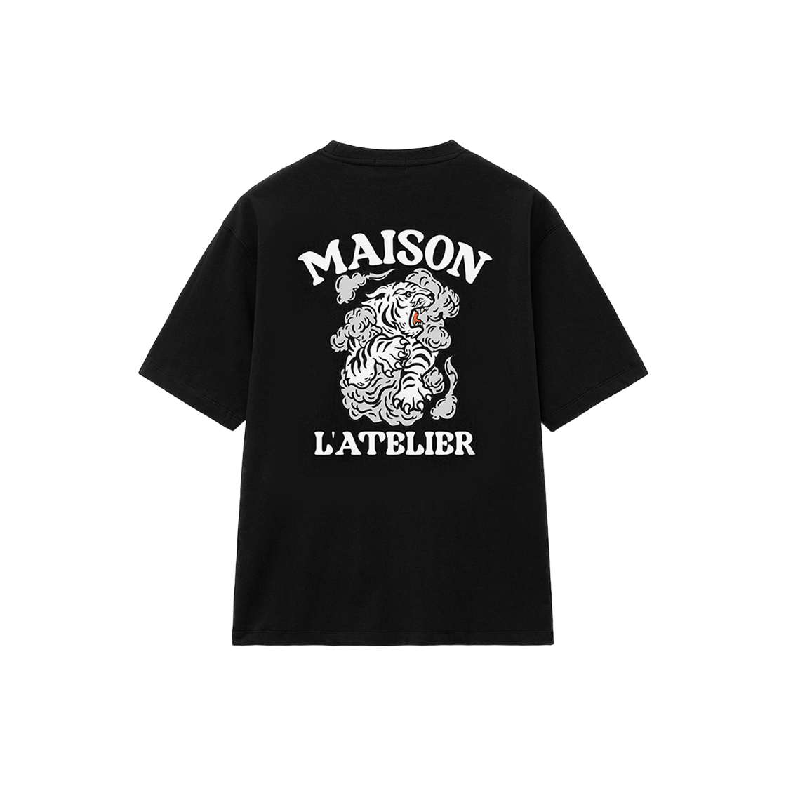 티엔지티 세미 오버핏 타이거 그래픽 티셔츠 블랙