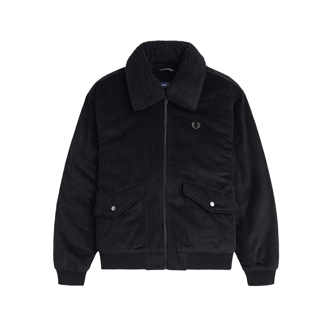 AFPM2438567-102 Fred Perry Removable Collar Cord Bomber Jacket Black
