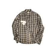 Undermycar Mu.32 Anti Fxxking Logo Play Basic Long Sleeve Check Shirts Black Gray