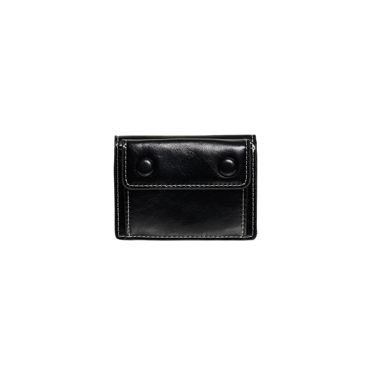L08A2170401 Le Masque Dot Pocket 3 Layer Half Wallet Coin Money Card Wallet Black