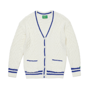 Green Butter Women Oversized Cable Stripe Cardigan Ivory