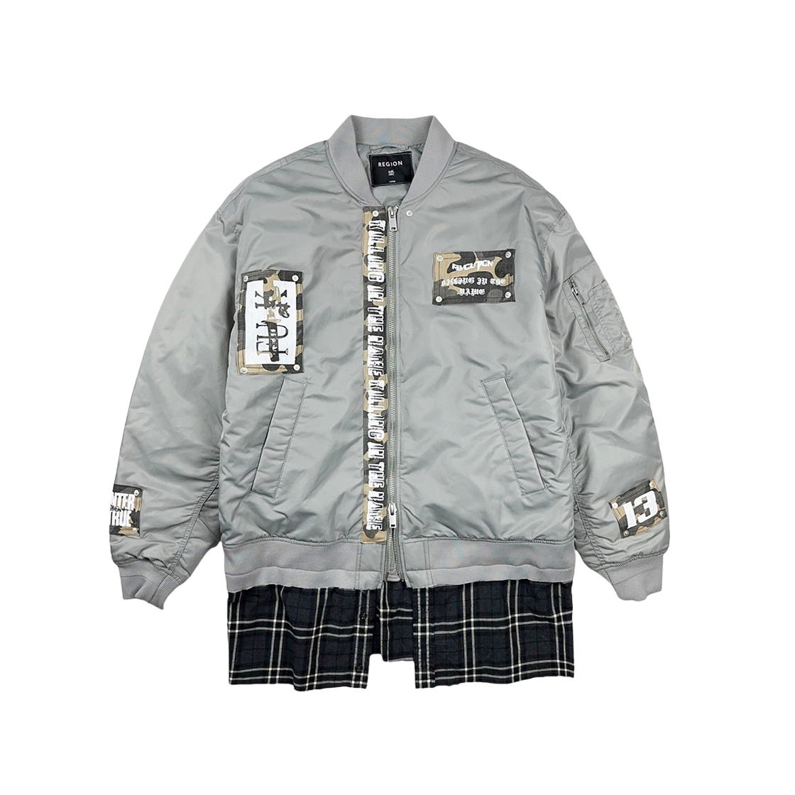 KM3DOTBRE02GY Resurrection13 Recycle Shirt Mixed Military Ma-1 Grey