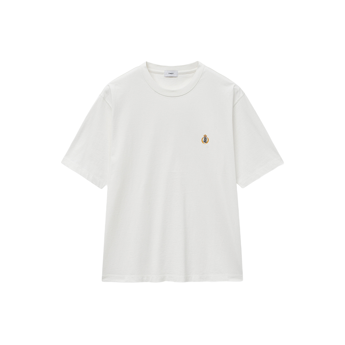 티엔지티 세미 오버핏 자수 로고 티셔츠 화이트