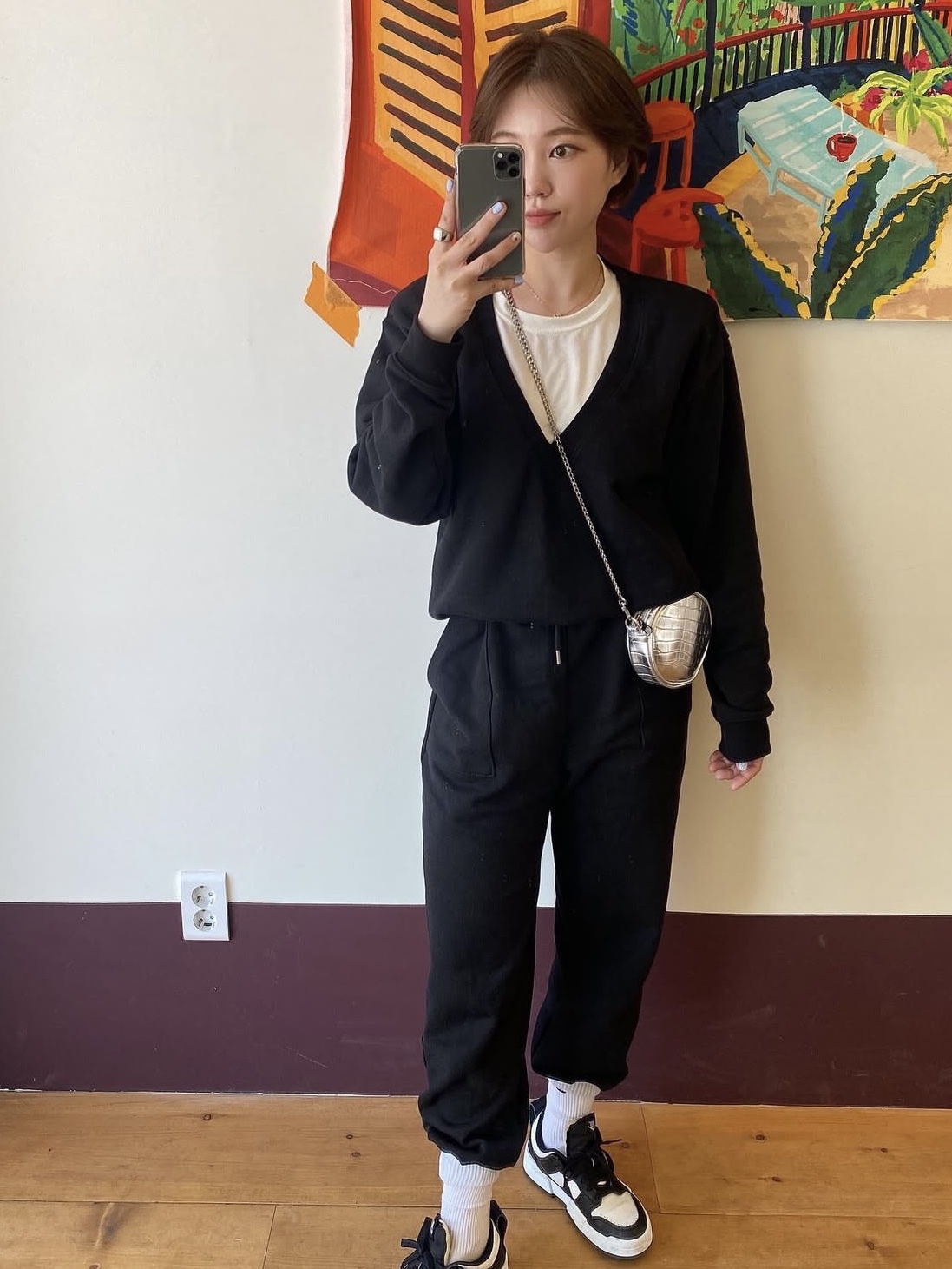 (W) Nike Dunk Low Disrupt Black White 착용 스타일