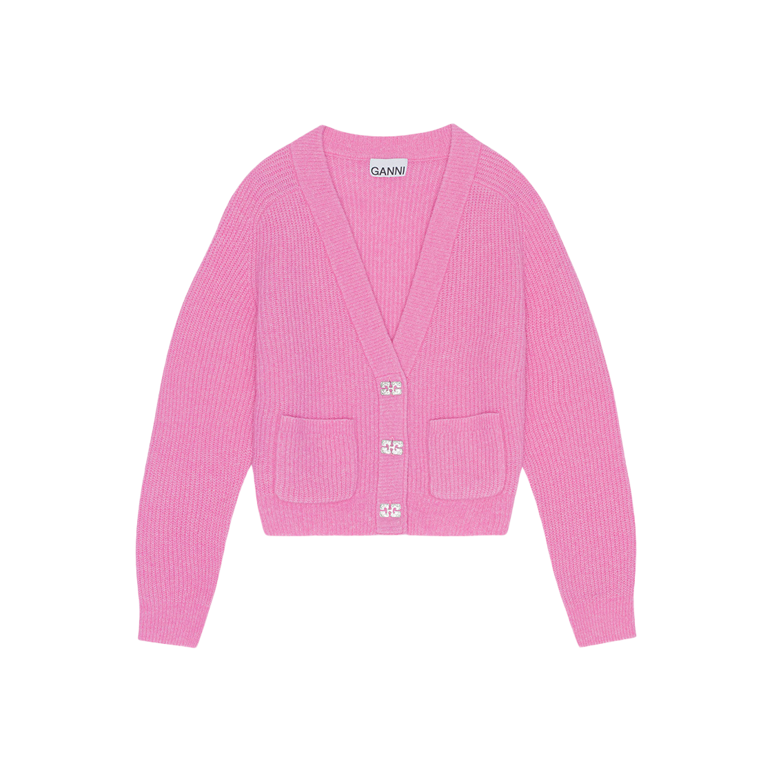 가니 우먼 소프트 울 가디건 솔리드 와일드 오키드(Ganni Women Soft Wool Cardigan Solid Wild Orchid)