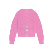 Ganni Women Soft Wool Cardigan Solid Wild Orchid