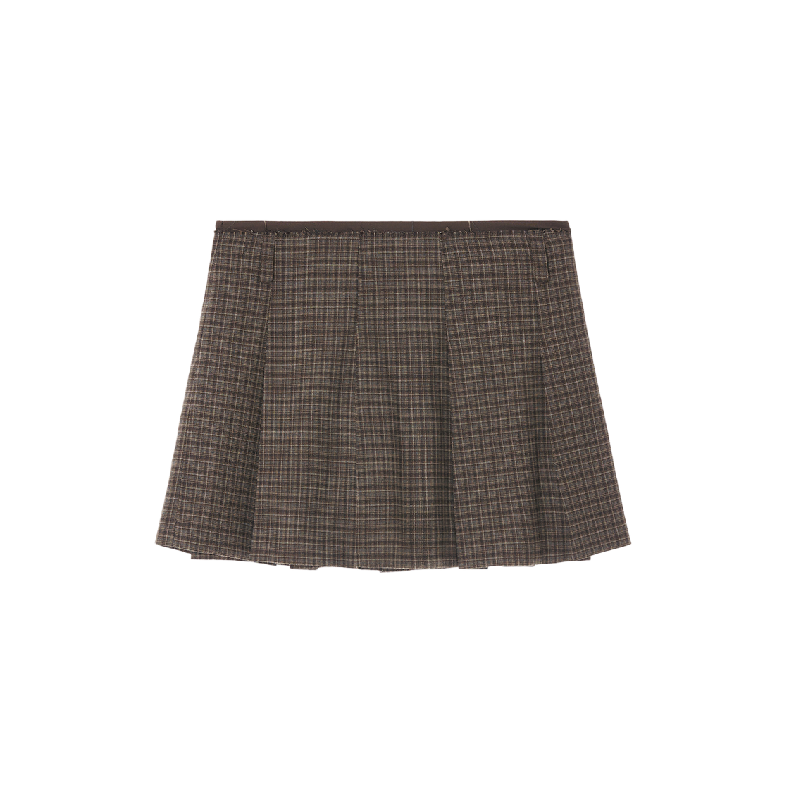 지지지 체크 플리츠 미니스커트 그레이 브라운(zeezeezee Check Pleated Miniskirt Grey Brown)