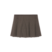 zeezeezee Check Pleated Miniskirt Grey Brown