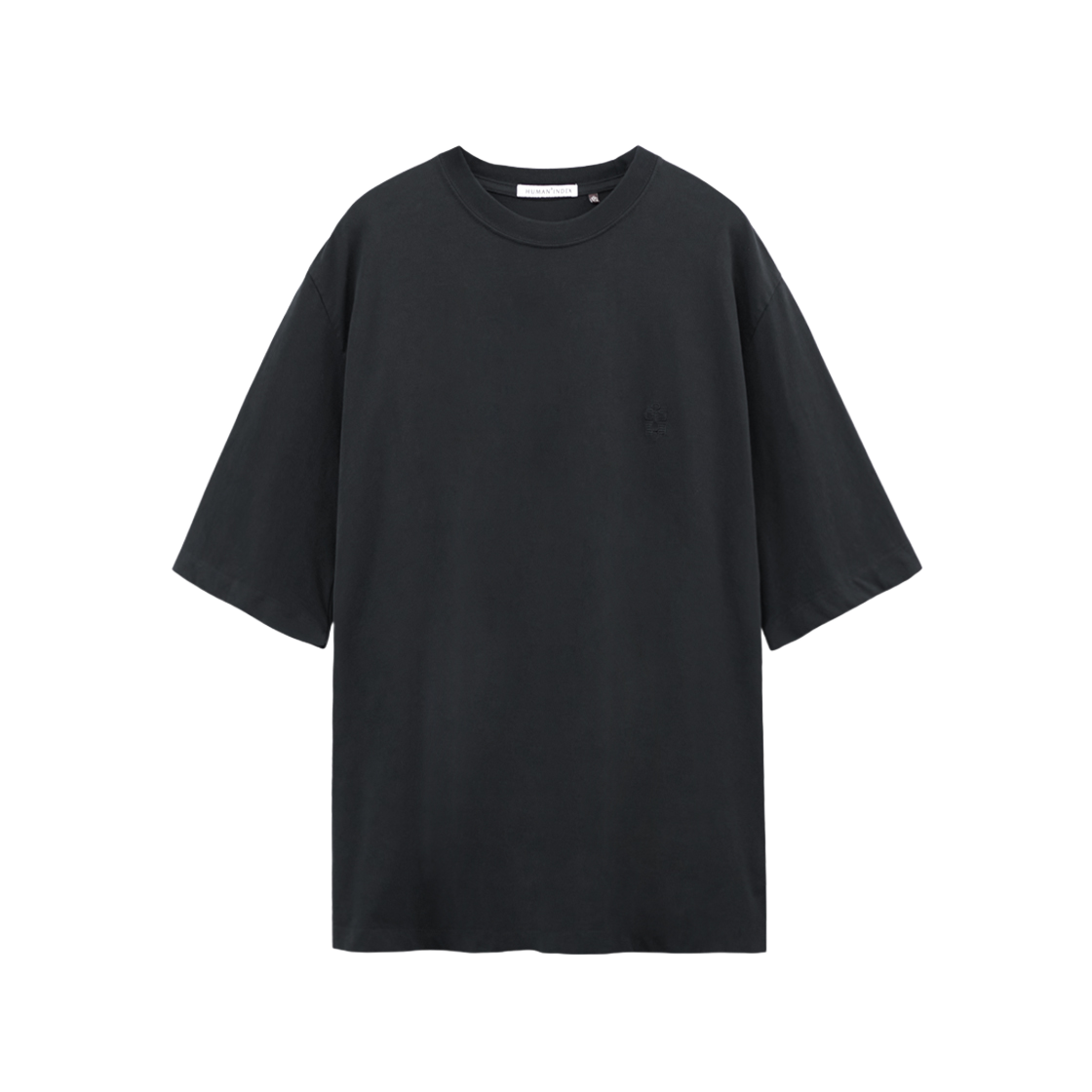 HM4OTS1401B0 Polyteru Human Index Human Jumbo 1/2 T-Shirt Black - 대표 이미지 #1