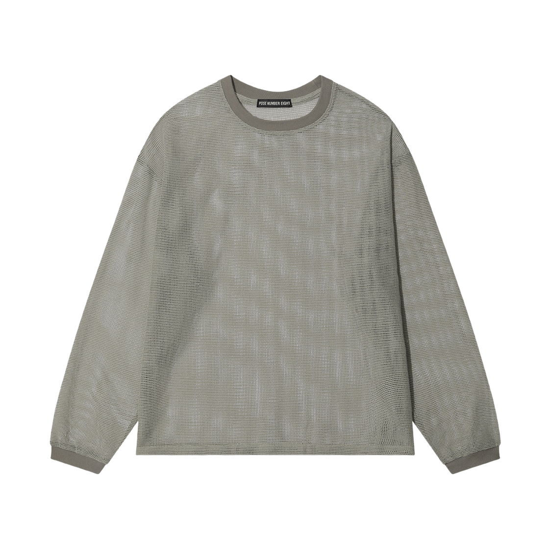 포즈넘버에잇 메쉬 롱 슬리브 크루 올리브