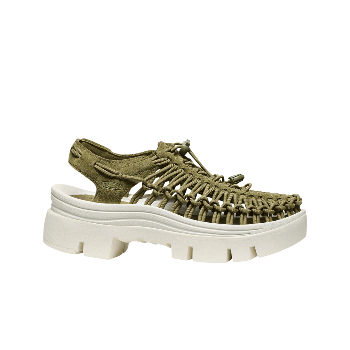 KNSO5E070K3 Keen Uneek Platform Sandal All Gender Martini Olive/Star White