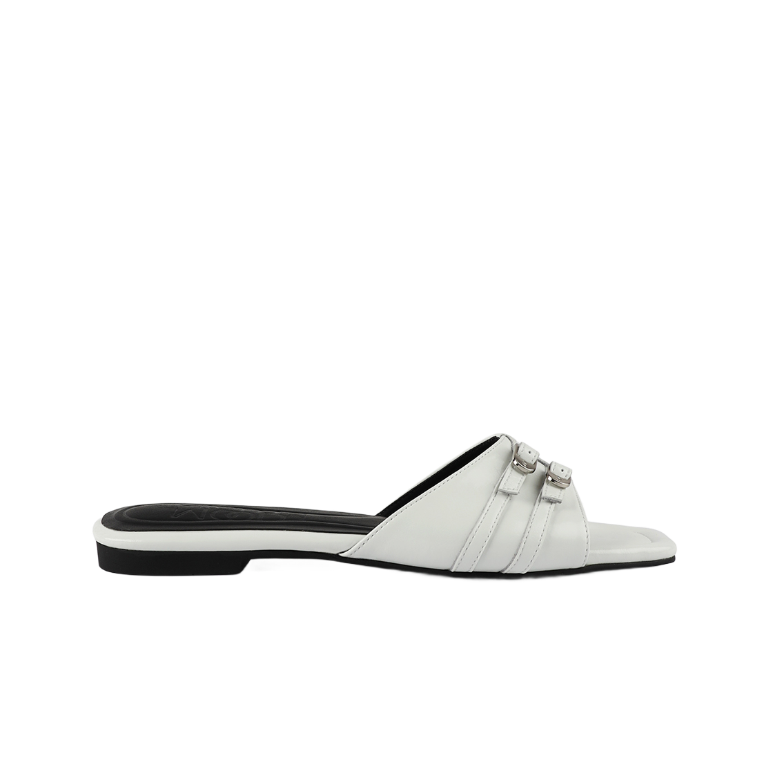 MD0300_1 Moodnight Cindy Slide 2 Belted Slide Sandals White