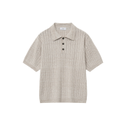 TNGT Semi-Over Fit Croshe Kara Knit Beige