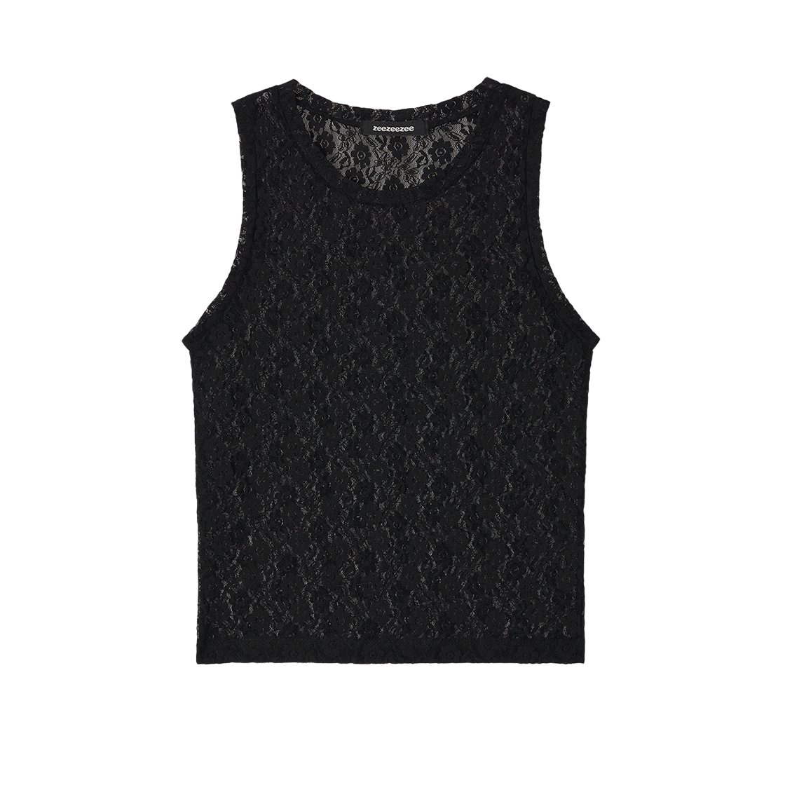 지지지 플로럴 레이스 탑 블랙(zeezeezee Floral Fitted Top Black)