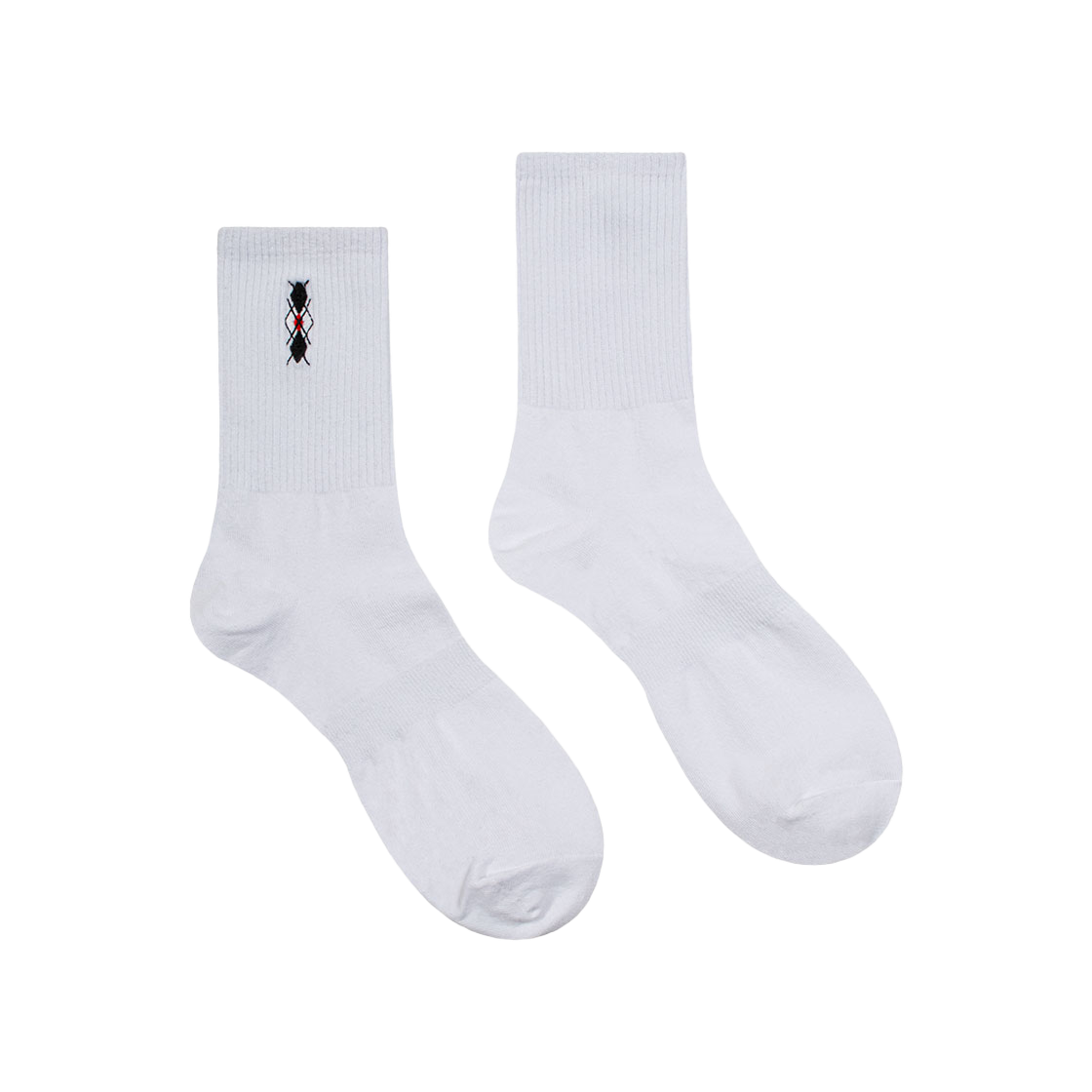 Waviness24261 Waviness Argyle Needlework Long Socks White - 대표 이미지 #1