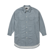 Ajobyajo Recycled Denim Oversized Shirt Jacket Sky Blue