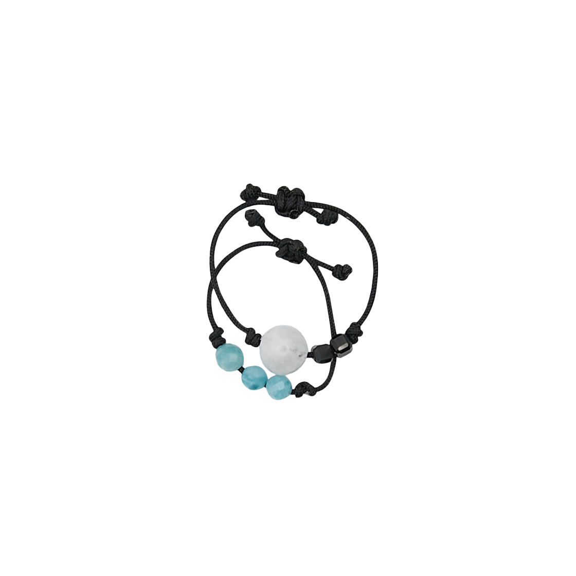 nff240 Nff Gem String Ring Set Black Blue - 대표 이미지 #1