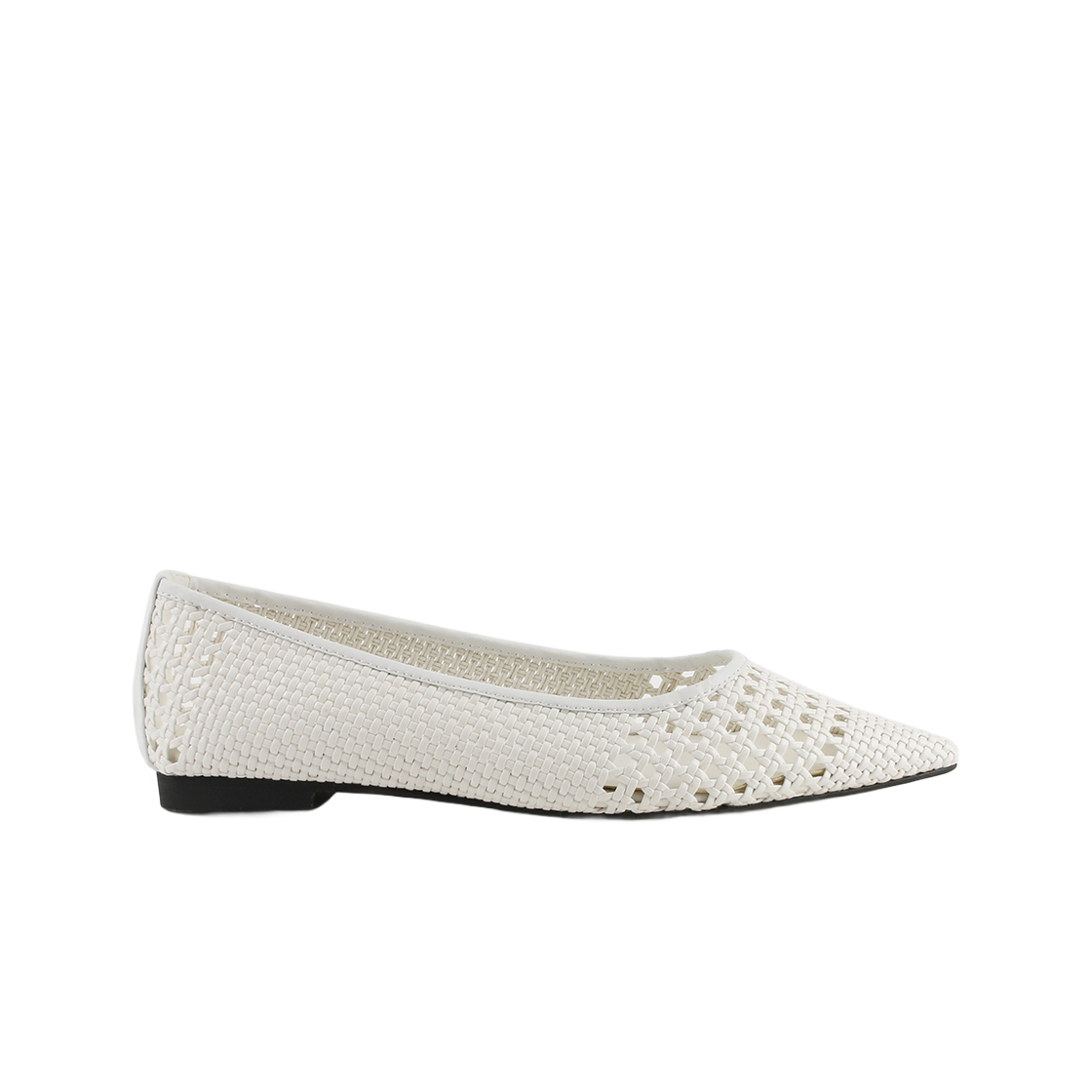 무드나잇 위빙 스틸레토 플랫 슈즈 화이트(Moodnight Weaving Stiletto Flat Shoes White)