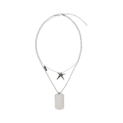 Ajobyajo Dog Tag Layered Necklace Silver