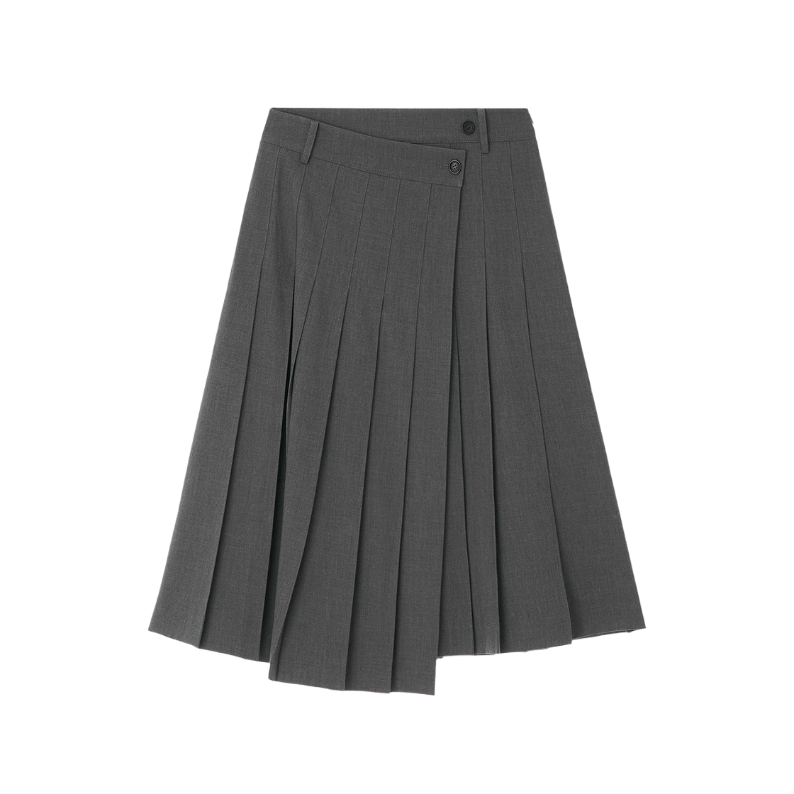 지지지 플리츠 랩 미디 스커트 멜란지 그레이(zeezeezee Pleated Wrap Midi Skirt Melange Grey)