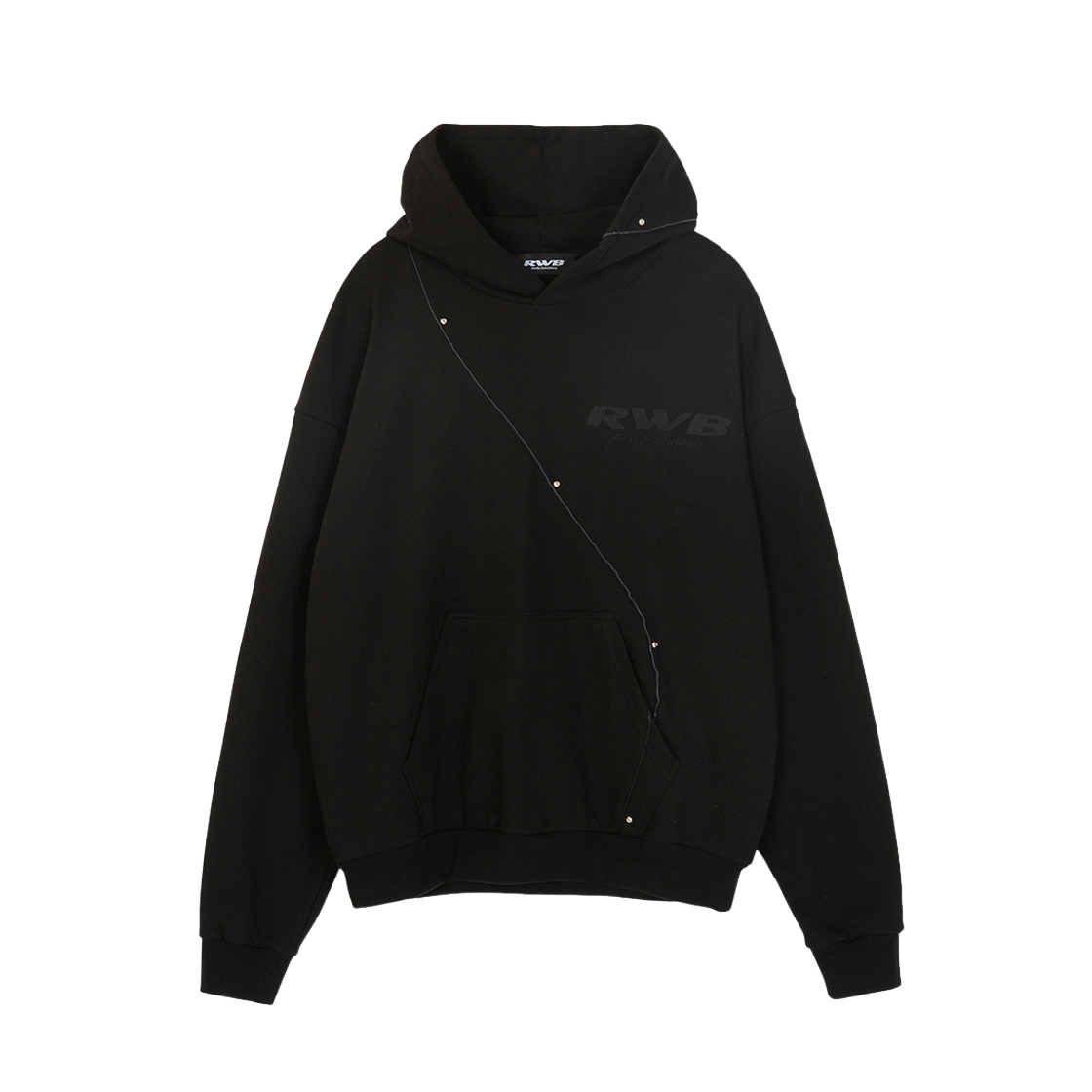 알더블유비 펜더 라인 리벳 후드티 블랙(RWB Fender Line Rivet Hoodie Black)