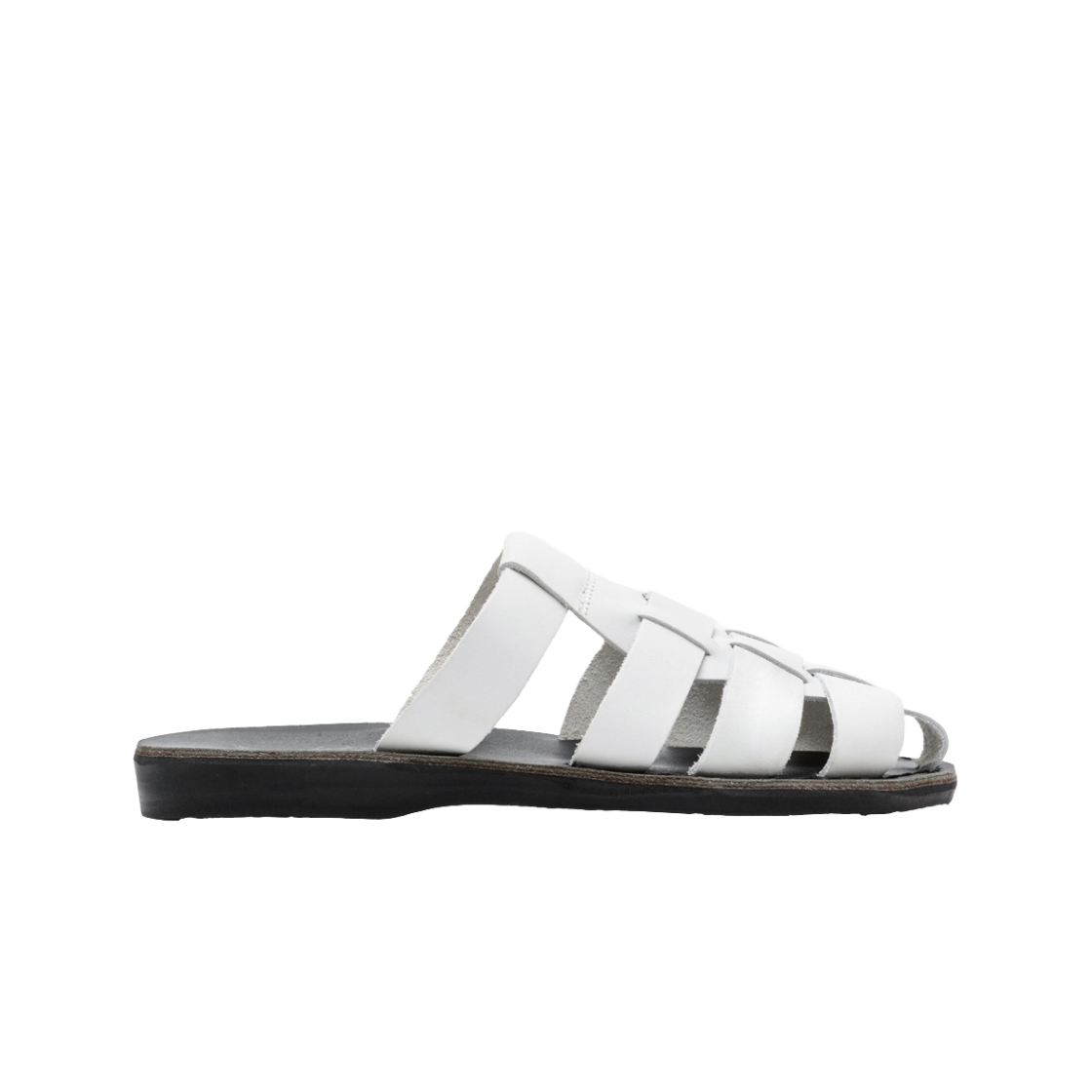 JS-1063-WH-BK Jerusalem Sandals No.1063 Michael Slide White/Black