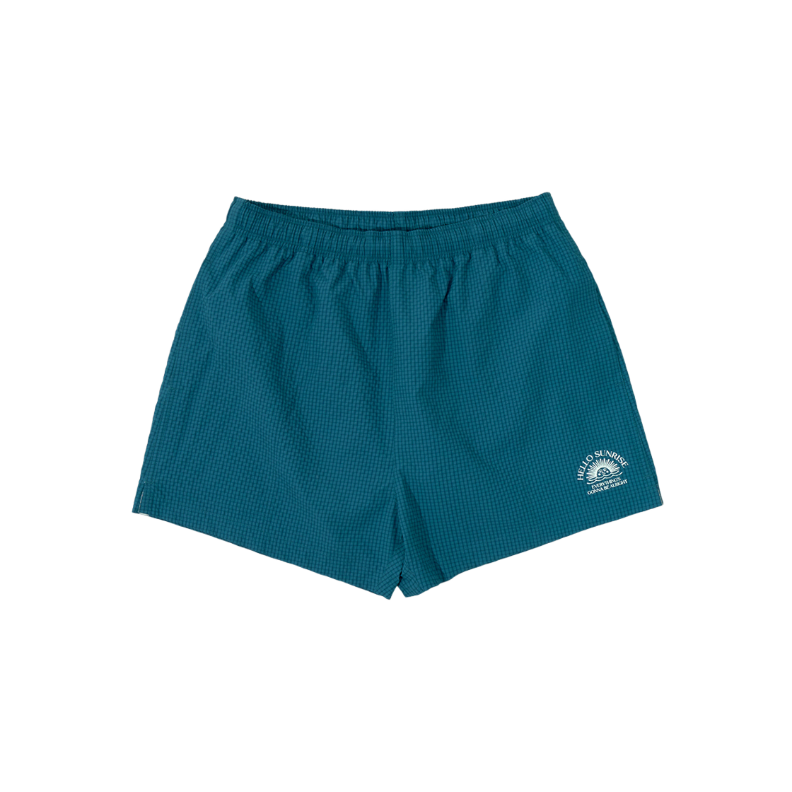 헬로선라이즈 스윔 쇼츠 틸 체크(Hello Sunrise Swim Shorts Teal Check)
