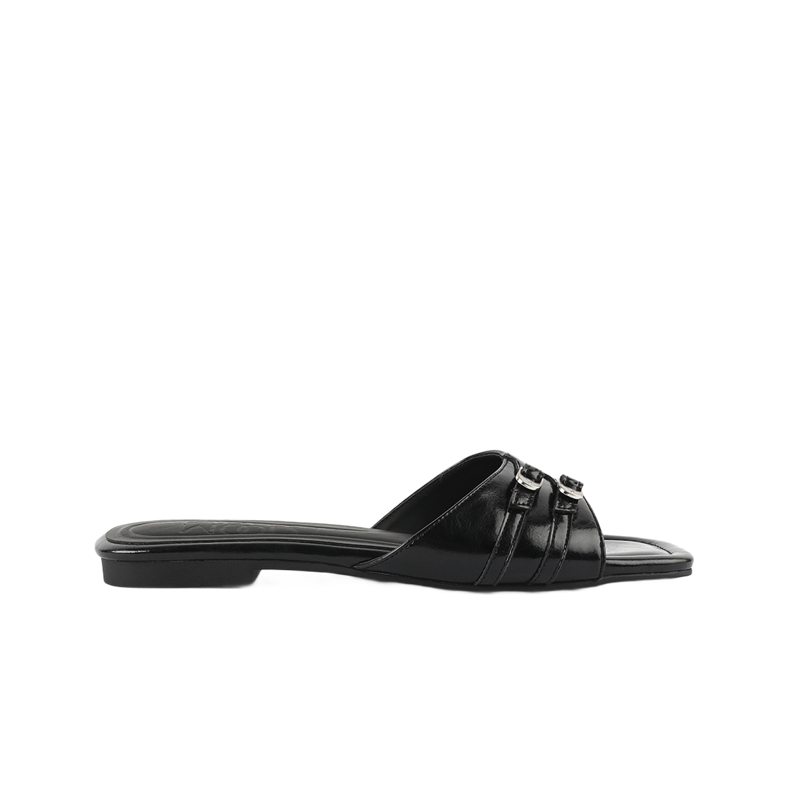 MD0300_3 Moodnight Cindy Slide 2 Belted Slide Sandals Black