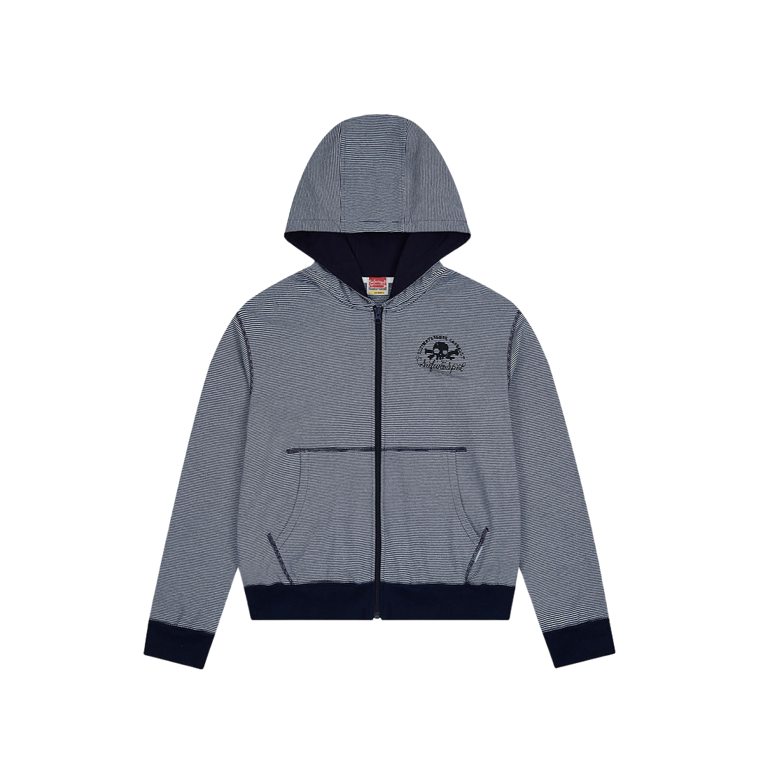 사파리스팟 멀티 스컬 스트라이프 후드 집업 네이비