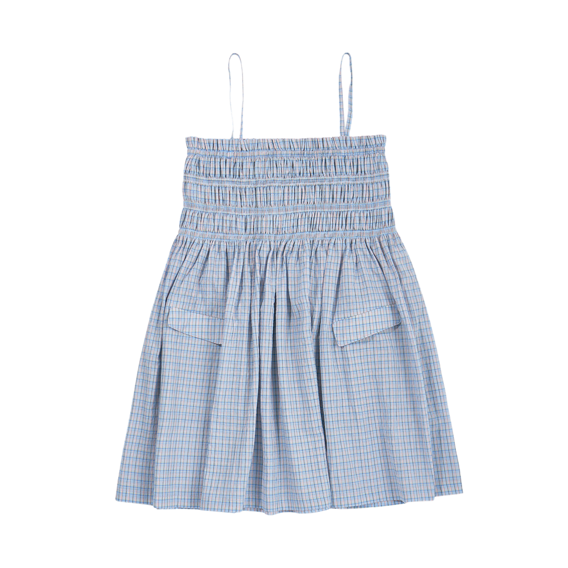 HS41DR001BL Hello Sunrise Two Poket Mini Dress Blue Check - 대표 이미지 #1