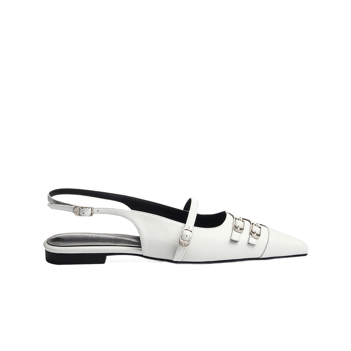 MD0272-11 Moodnight Cindy Low Sling-Back Flat Shoes White