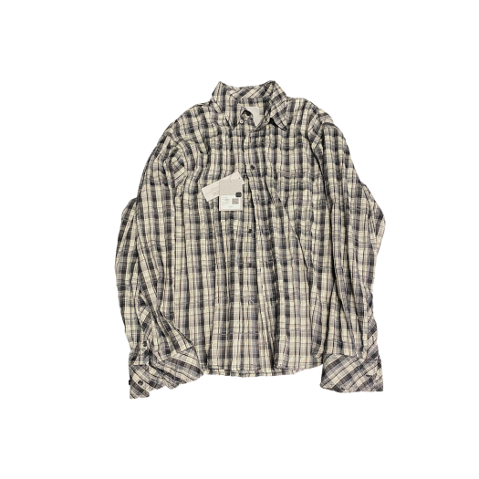 UMCM36BB Undermycar Mu.36 Anti Fxxking Logo Play Basic Long Sleeve Check Shirts Blue Black