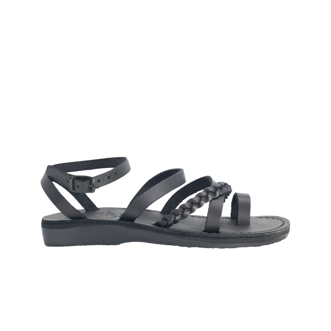 예루살렘 샌들 1052 토 로푸 스트랩 엘라 샌들 블랙